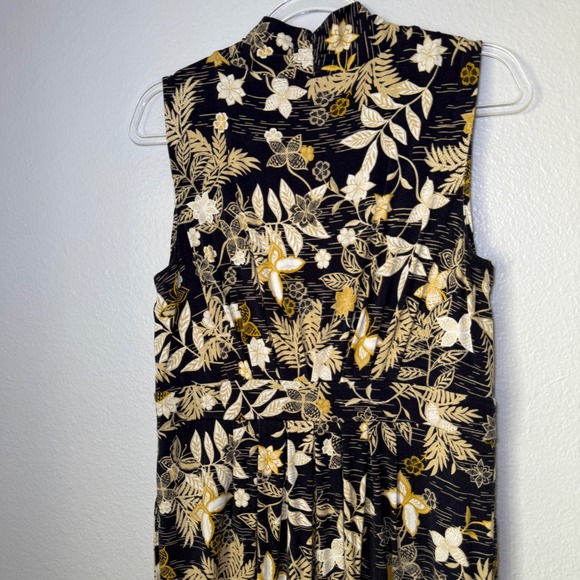 Chico's Floral Print Dress Sleeveless Black Yellow Hawaiian Tropical Vacation 1 - Picture 10 of 13